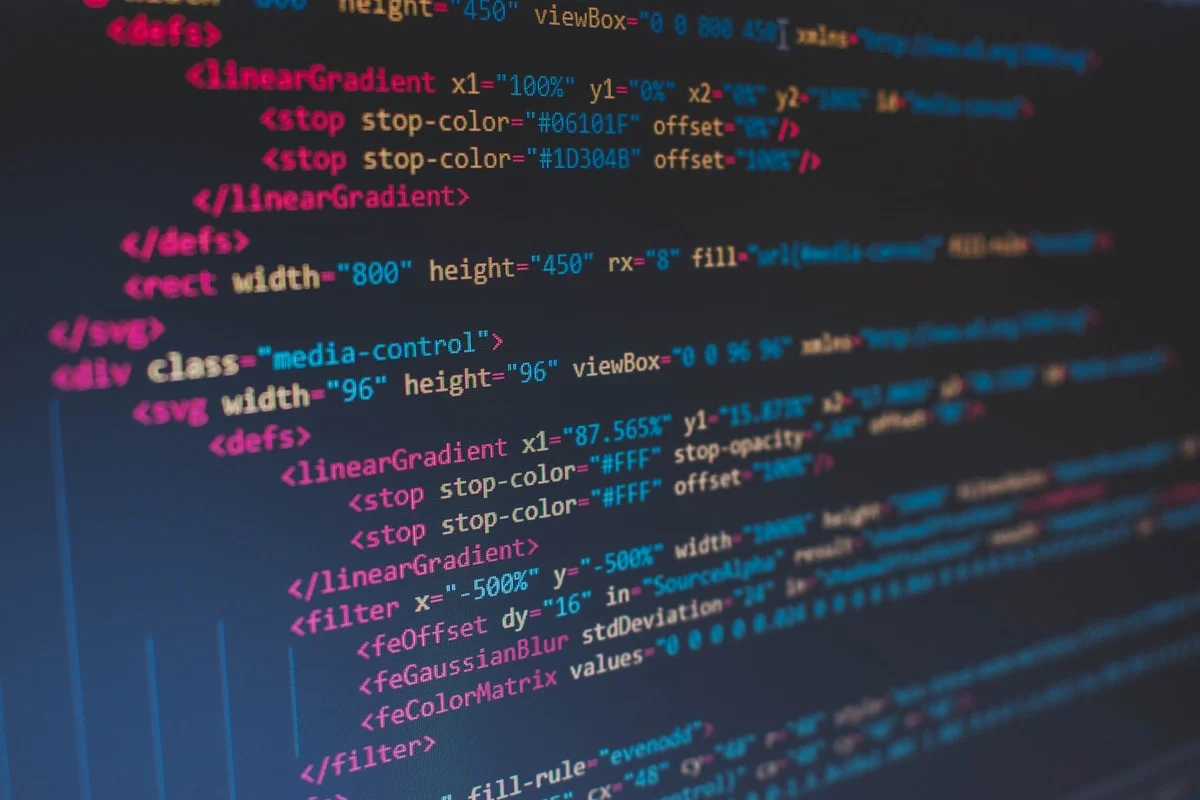 Glowing code on a dark screen